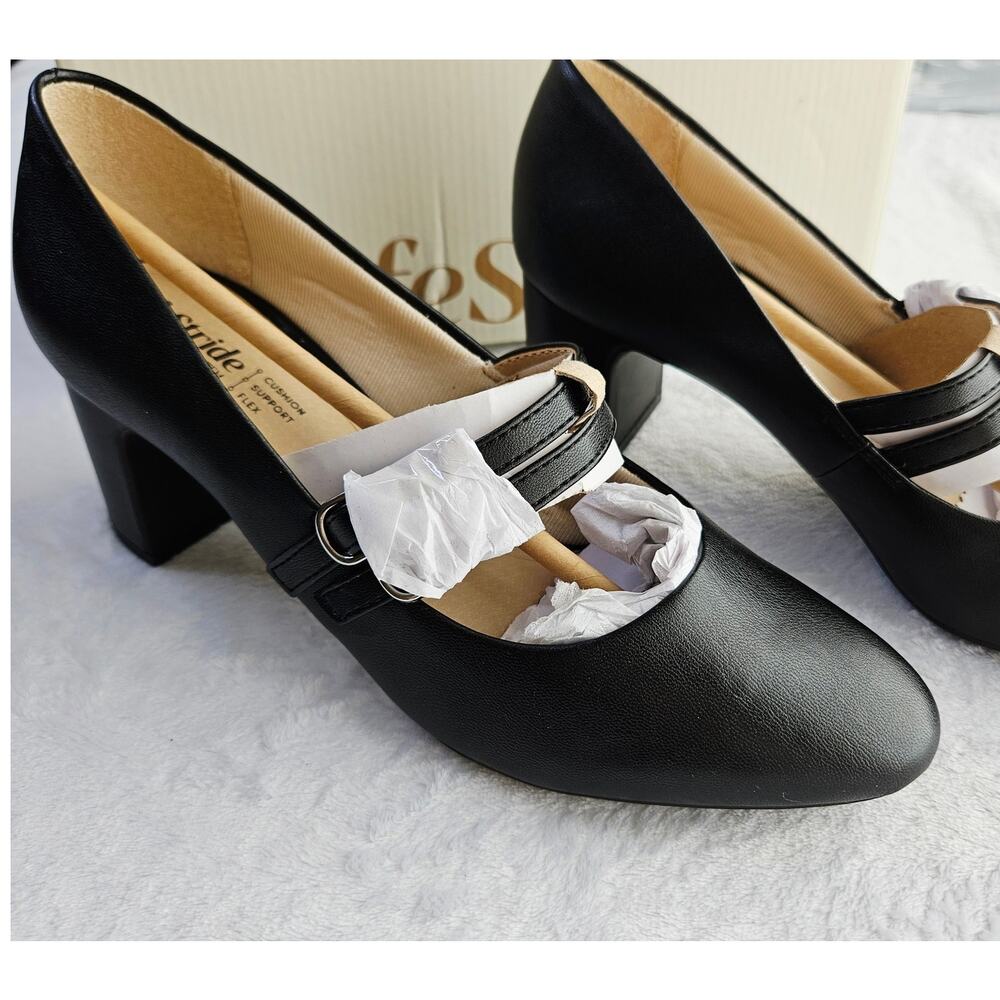 New LifeStride True Mary Jane Block Heel Pump 8.5 Black Comfort Soft Academia - Picture 6 of 12